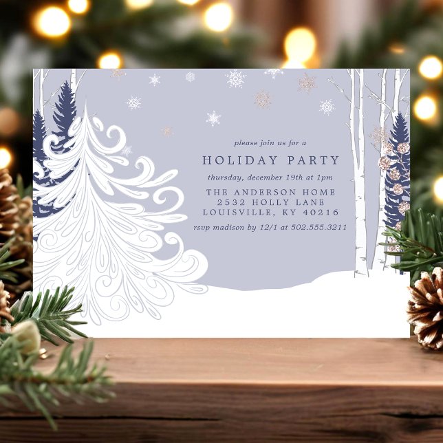 Winter Wonderland Snowy Forest Holiday Party Invitation (Creator Uploaded)