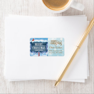 Winter Wonderland Snowy Night Cardinal Address Label