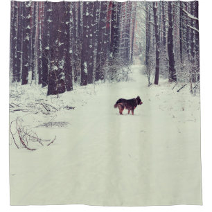 Winter Wonderland: Snowy Pine Forest Shower Curtain