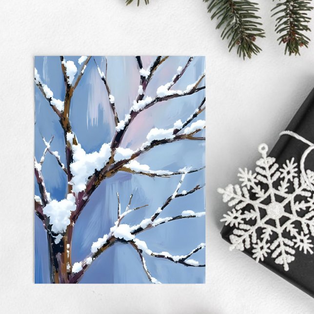 Winter Wonderland Snowy Tree Branches Painted Postcard (Creator Uploaded)