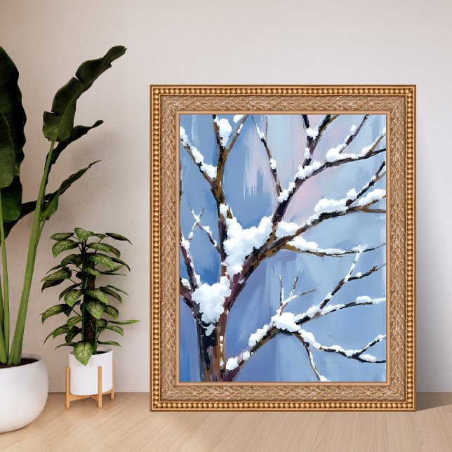 Winter Wonderland Snowy Tree Branches Painted Poster (Creator Uploaded)