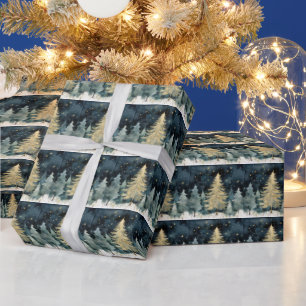 Winter Wonderland Sparkling Christmas Trees Wrapping Paper