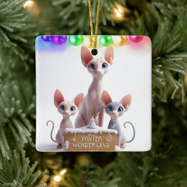 Winter Wonderland Sphynx Christmas Ornament (Tree)