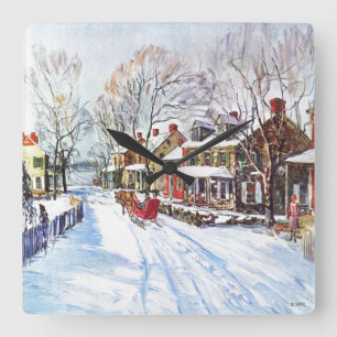 Winter Wonderland Square Wall Clock