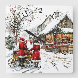 Winter Wonderland Square Wall Clock