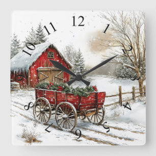 Winter Wonderland Square Wall Clock