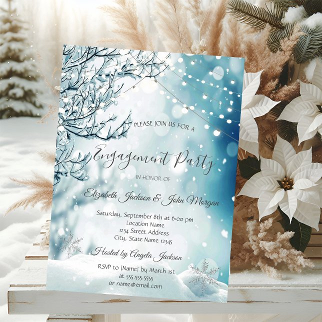 Winter Wonderland, String Lights Engagement Invitation (Creator Uploaded)