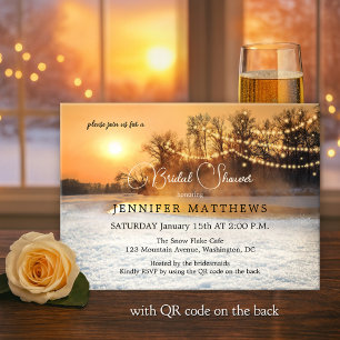 Winter Wonderland String Lights QR Bridal Shower Invitation