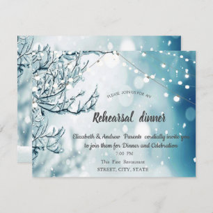 Winter Wonderland, String Lights Rehearsal Dinner Invitation