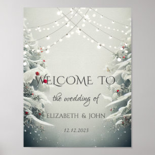 Winter Wonderland,String Lights Snow Wedding Poster