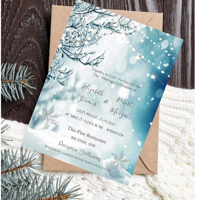 Winter Wonderland, String Lights Wedding Invitation (Creator Uploaded)