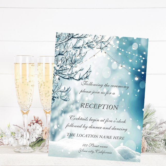 Winter Wonderland, String Lights Wedding Reception Invitation (Creator Uploaded)