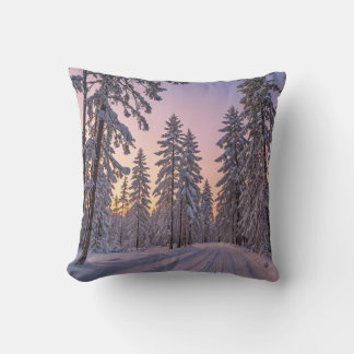 Winter Wonderland Sunset Throw Pillow