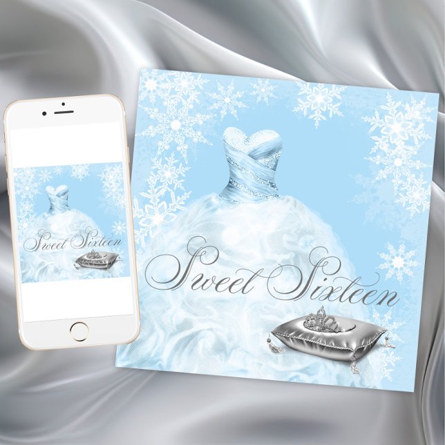 Winter Wonderland Sweet Sixteen Any Occasion Invitation (Winter wonderland invitation. Remove Sweet Sixteen words and add your own text for any event. )