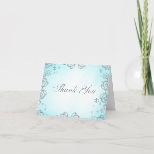 Winter Wonderland Swirl Snowflakes Thank You Card (Front)
