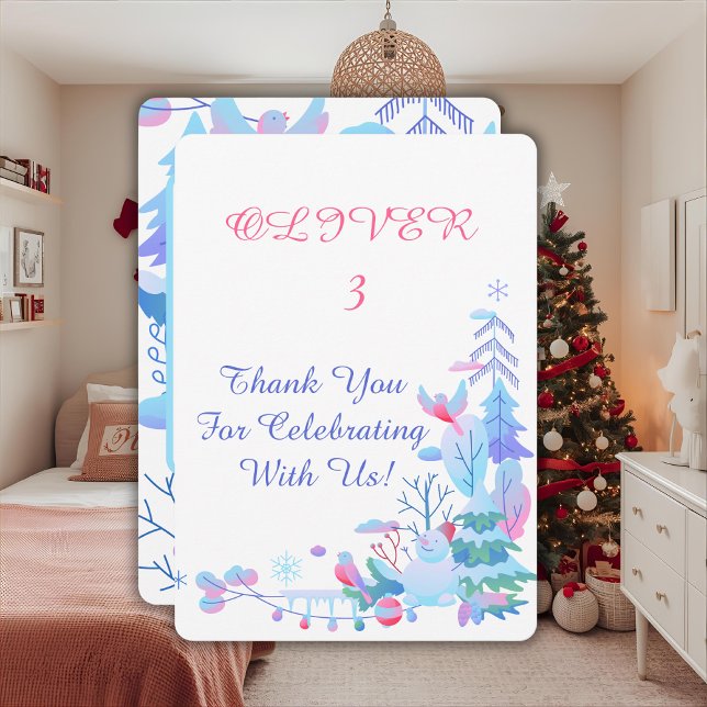 Winter Wonderland Thank You Card, Snowman Forest  Card (Creator Uploaded)