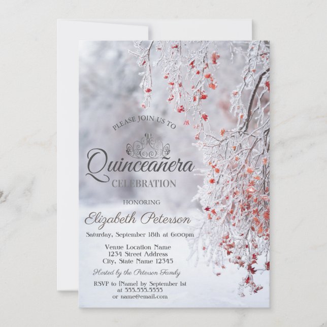 Winter Wonderland Tiara, Quinceañera  Invitation (Front)