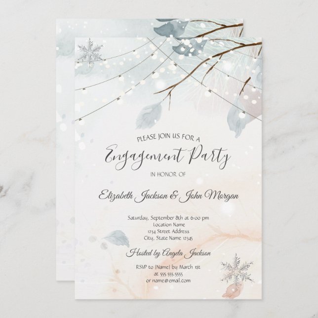Winter Wonderland, Tree Branch Engagement Invitation (Front/Back)