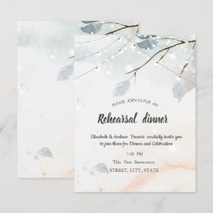 Winter Wonderland,Tree Branch Rehearsal Dinner Invitation