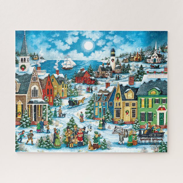 Winter Wonderland Village by the Sea Jigsaw Puzzle (Horizontal)