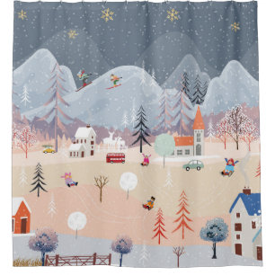 Winter Wonderland: Vintage Countryside Scene. Shower Curtain