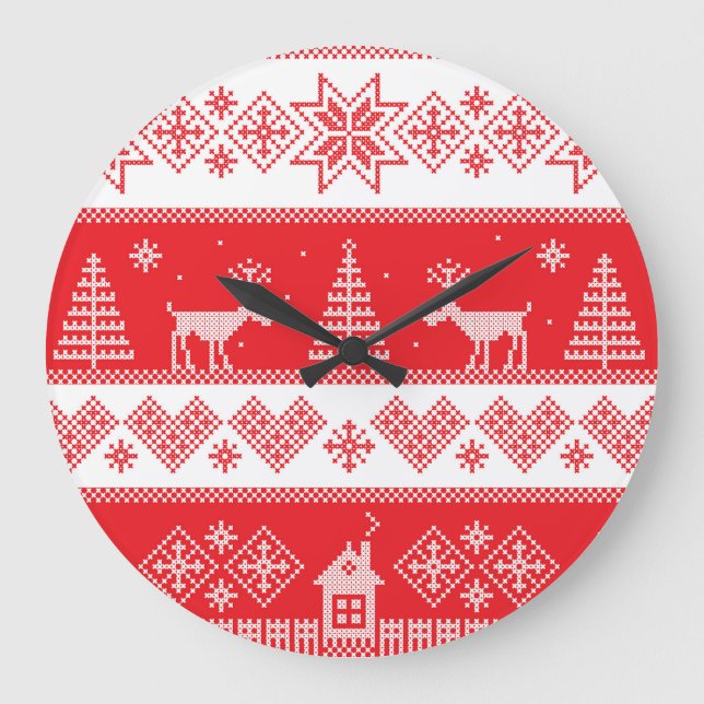 Winter Wonderland: Vintage Seamless Design. Large Clock (Front)