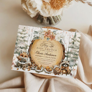 Winter Wonderland Watercolor Animals Baby Shower Invitation