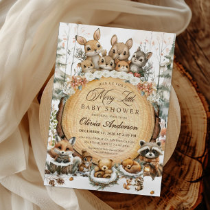 Winter Wonderland Watercolor Animals Baby Shower Invitation