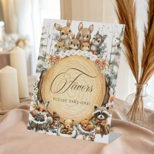 Winter Wonderland Watercolor Animals Favours Sign