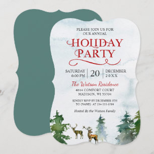 Winter Wonderland Watercolor Holiday Party Invitation
