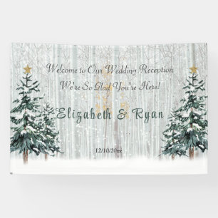 Winter Wonderland Wedding Birch Trees Pine Trees  Banner