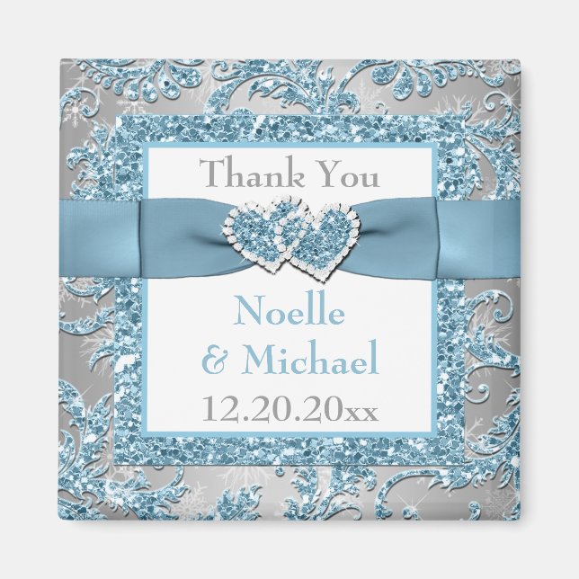 Winter Wonderland Wedding Favour Thank You Magnet (Front)