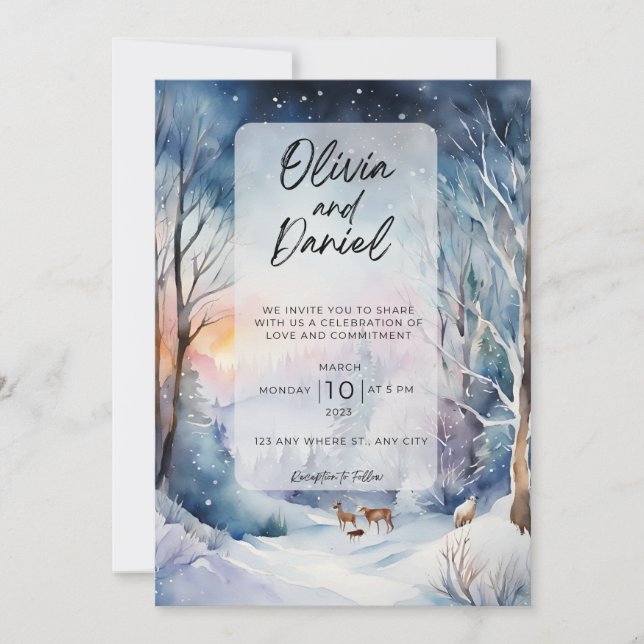 Winter Wonderland Wedding Invitation (Front)