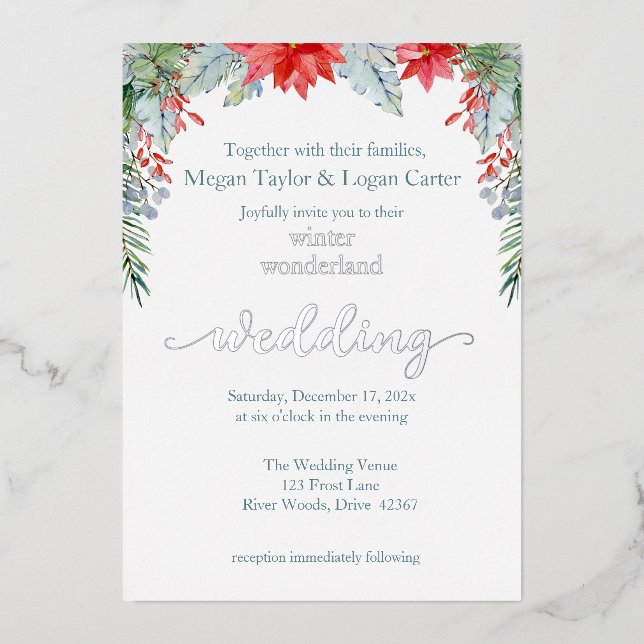 Winter Wonderland Wedding Invitation  Foil Invitat (Front)
