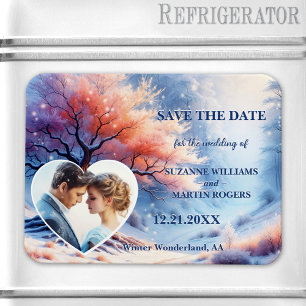 Winter Wonderland Wedding Photo Save the Date Magnet