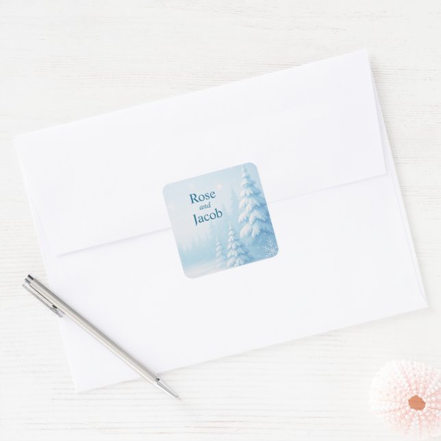 Winter Wonderland Wedding  Square Sticker (Envelope)