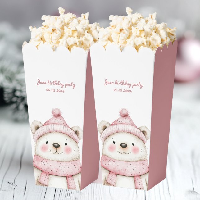 Winter Wonderland White Bear Birthday  Favour Box (Creator Uploaded)