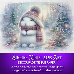 Winter Wonderland White Bunny Decoupage Tissue Paper