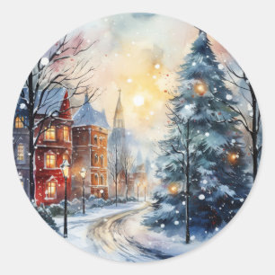 Winter wonderland white Christmas  Classic Round Sticker
