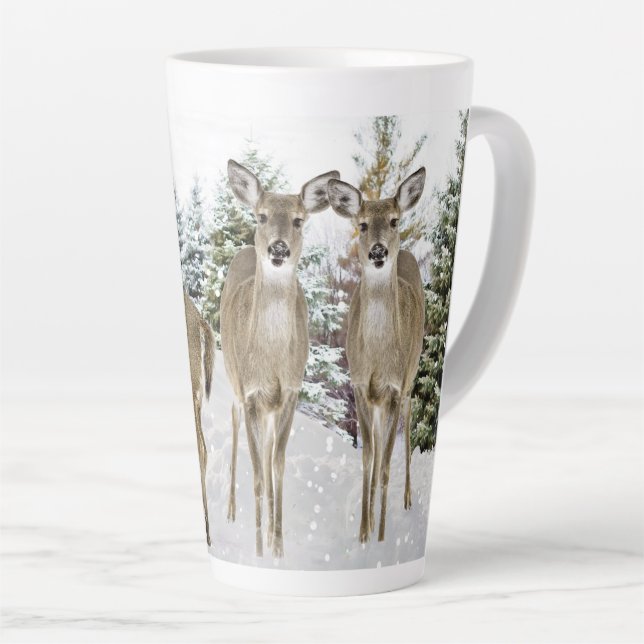 Winter Wonderland Whitetail Deer Christmas  Latte Mug (Right Angle)