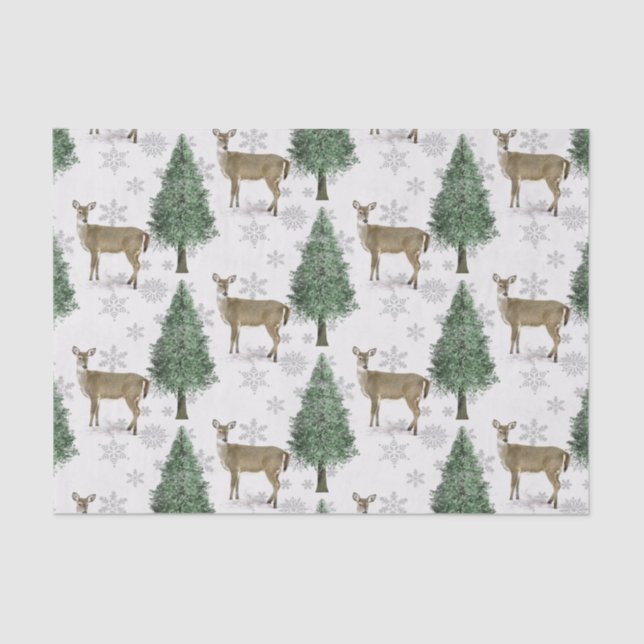 Winter Wonderland Whitetail Deer Christmas Season  Tissue Paper (Front)