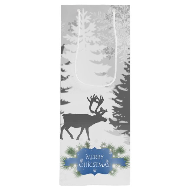 Winter Wonderland Wine Gift Bag - Blue (Front)
