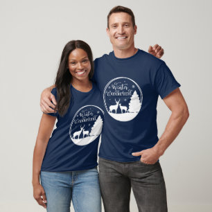 Winter Wonderland with Deer and Snow Scene T-Shirt