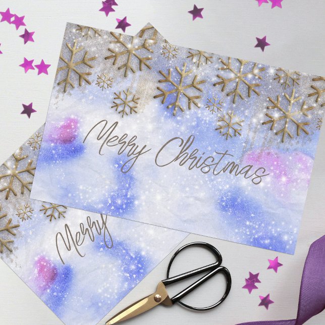 Winter Wonderland With Gold Glittery Snowflakes Tissue Paper (Creator Uploaded)