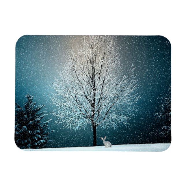 Winter Wonderland with Rabbit Magnet (Horizontal)