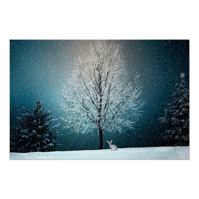 Winter Wonderland with Rabbit Poster (Front)