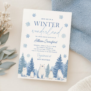 Winter Wonderland Woodland Animals Baby Shower Invitation