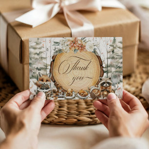 Winter Wonderland Woodland Animals Baby Shower Thank You Card