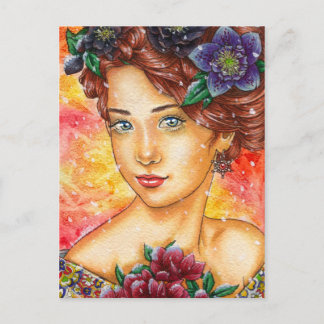 "Winter Wonders: Hellebore" winter themed postcard