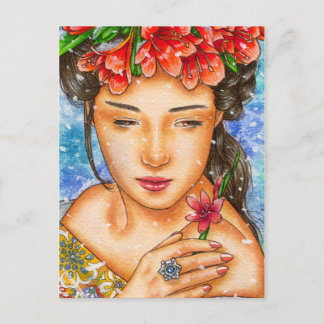 "Winter Wonders: Kafir Lily" winter theme postcard